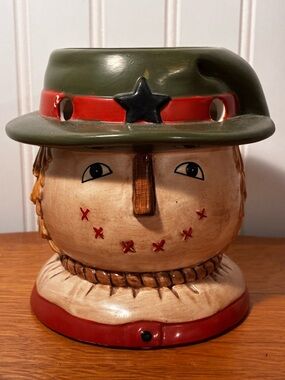 NWT Yankee Candle Folk Art Scarecrow Ceramic Votive Holder & Wax Warmer